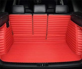 Car Trunk Mats for Toyota FJ Cruiser 2007-2016,All Weather Stripe Pu Leather Full Coverage Cargo Liners with Backrest Mat Protection Red