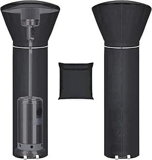 Patio Heater Covers with Reflective Strip,Outdoor Heater Cover Waterproof,Dustproof,Wind-Resistant,Sunlight-Resistant,Snow-Resistant,Black,89.5''x 33.5" Dome x 19.5" Base