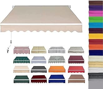 Retractable Patio Awning Replacement Fabric (Without Frame) Waterproof Shade Sun Shade Awning Cover Outdoor Patio Canopy Sunsetter Deck Awnings Polyester(B,(12x10ft) 3.6x3m)