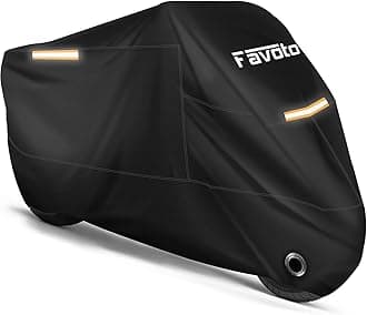 Favoto Motorcycle Cover All Season Universal Weather Quality Waterproof Sun Outdoor Protection Night Reflective with Lock-Holes & Storage Bag Fits up to 96.5" Motorcycles Vehicle Cover