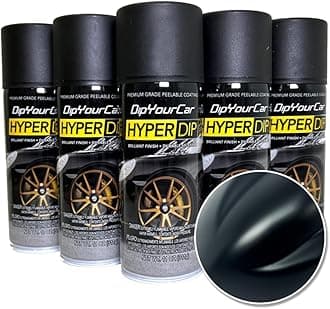 DipYourCar.com HyperDip Paint - 6-Pack of Sprayable Automotive Dip Coat - Removable Peelable Paint Protection for Cars - Shadow Black Satin Coat Spray