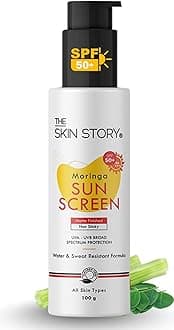 Moringa Sunscreen SPF 50 | Broad Spectrum UVA & UVB Protection | Anti-Aging Formula with Moringa Oil | Water & Sweat Resistant | Matte Finish | No White Cast | Suitable for All Skin Types | 100g