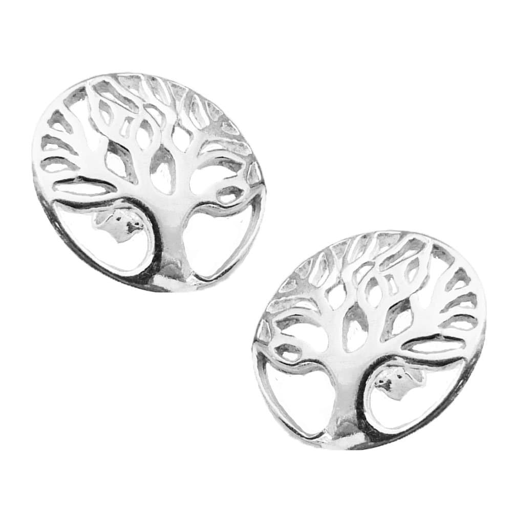 925 Solid Sterling Silver Filigree Tree of Life Stud Earrings - Cosmic Jewellery - Gift Boxed