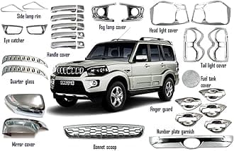 CAR SAAZ Exterior Chrome Accessories Combo Kit Compatible with Scorpio (2018-2021) Set of 27Pcs