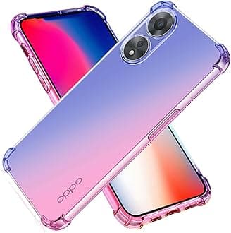 ILING Case for Oppo A78 5G/Oppo A58 5G/Oppo A58X Cover, Ultra-thin Color Gradient Clear Back Shockproof TPU Bumper Phone Cover[Anti-Yellowing] (Blue+Pink)