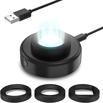 ECEENECEEN Solar Watch Charger with 8 Hours Timing Function with 3 Caps Size, LED Light Charge Eco Driver Watches Compatible for Casio, Tough, Protrek, Seiko, Citizen, Garmin, Timex, Bering, FANMIS (Black)