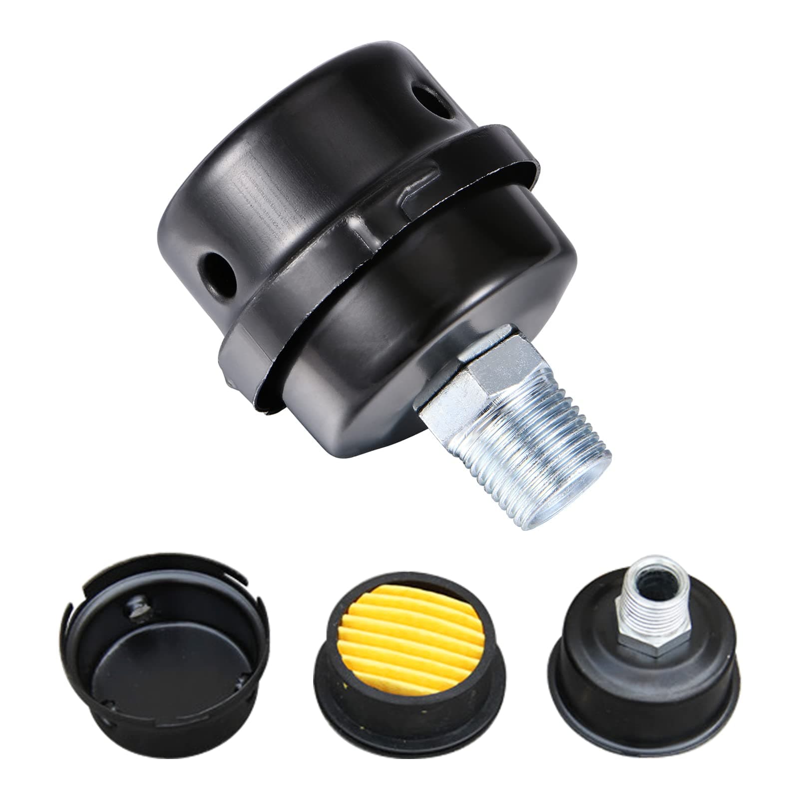 ZHONG AN 1/2" Thread Male Thread Diameter 20mm Air Compressor Silencer Filter, Thread Metal Air Compressor Intake Filter Sound Muffler Silencer, Air Compressor Replacement Parts