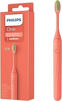 One Electric Toothbrush by Sonicare HY1100/51 - Micro Vibrations, Soft bristles That Gently Polish and whiten teeths, 3 Month Battery Life, 2 Minute Timer and Quadpacer Red