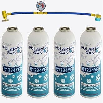 4KGCA Car Aircon AC 4pcs R1234yf Compatible Refill Recharge Regas Gas 444gr + Hose Gauge Kit Clima Accessories DIY filler tube