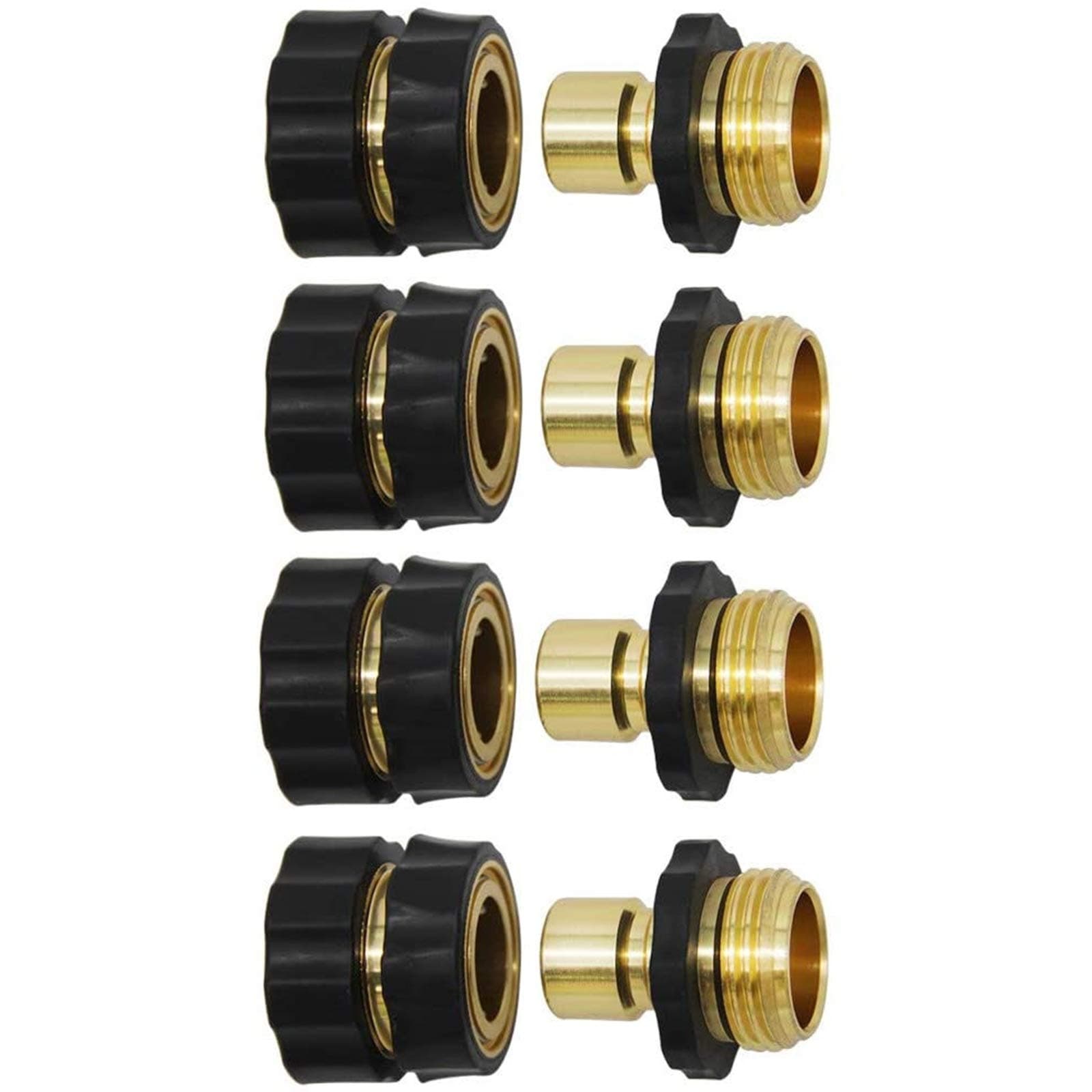 3/4 Inch Garden Hose Fitting Quick Connector Male and Female Set, 4 Set, Garden Hose Adapter, Quick Connect Hose Fittings, Garden Hose Connector, Hose Attachment