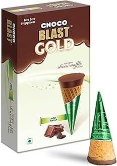 Pure Temptation® Gold Chocoblast Premium Diwali Chocolate Gift Pack - Flavoured Choco Filled Waffle Cone For Kids Birthday - Delicious Chocolate Candy - Chocolates Friend Pack - 10 PCs (Mint)
