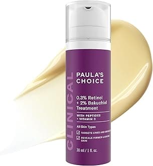 Paula's Choice CLINICAL 0.3% Retinol + 2% Bakuchiol Face Serum Treatment, Anti-Aging Serum for Face with Ceramides, Hylauronic Acid, Vitamin C & E, Deep Wrinkles & Fine Lines, Fragrance-Free, 1 oz