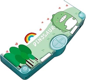 Minache Multifunction Pencil Case, Pencil Box with 2 Compartments for Students - Cartoon Pattern Stationery Set with Pop Out Scissors and Pencil Sharpener (one size, style 4)