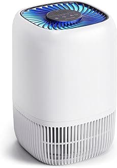 Air Purifiers for Home with High Efficiency Filter Up to 1076 Ft² for Pet Hair, Odors, Pollen, Smoke, Compact Air Cleaner with 3 Speeds, Timer, Aroma Quiet 360°Intake Filter, White