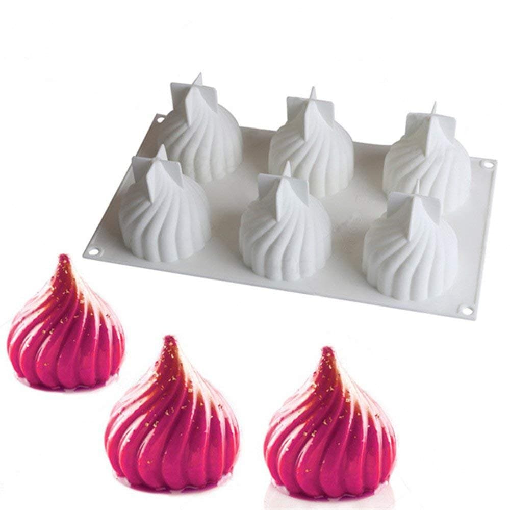 Cake Mould Silicone Forms 6 Cavities Spiral Castle Shape Silicone Mold Cake Mousse Mold