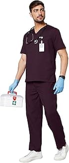 - Knya Active Men's 5-Pocket Scrub Suit | Set of Top & Bottom | Half Sleeves | V Neck | Breathable Fabric | Comfortable | Durable | Uniform for Doctors, Nurses and Dentists