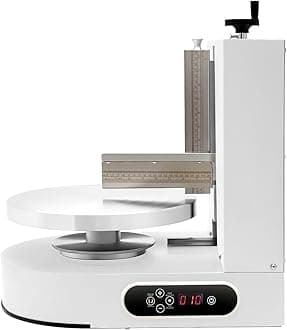 Cake Decorating Machine, 200W Cake Cream Spreading Machine 60-320rpm Rotating Speed Automatic Cake Cream Spreading Machine with LCD Display for 4-12 inch Cakes (White)
