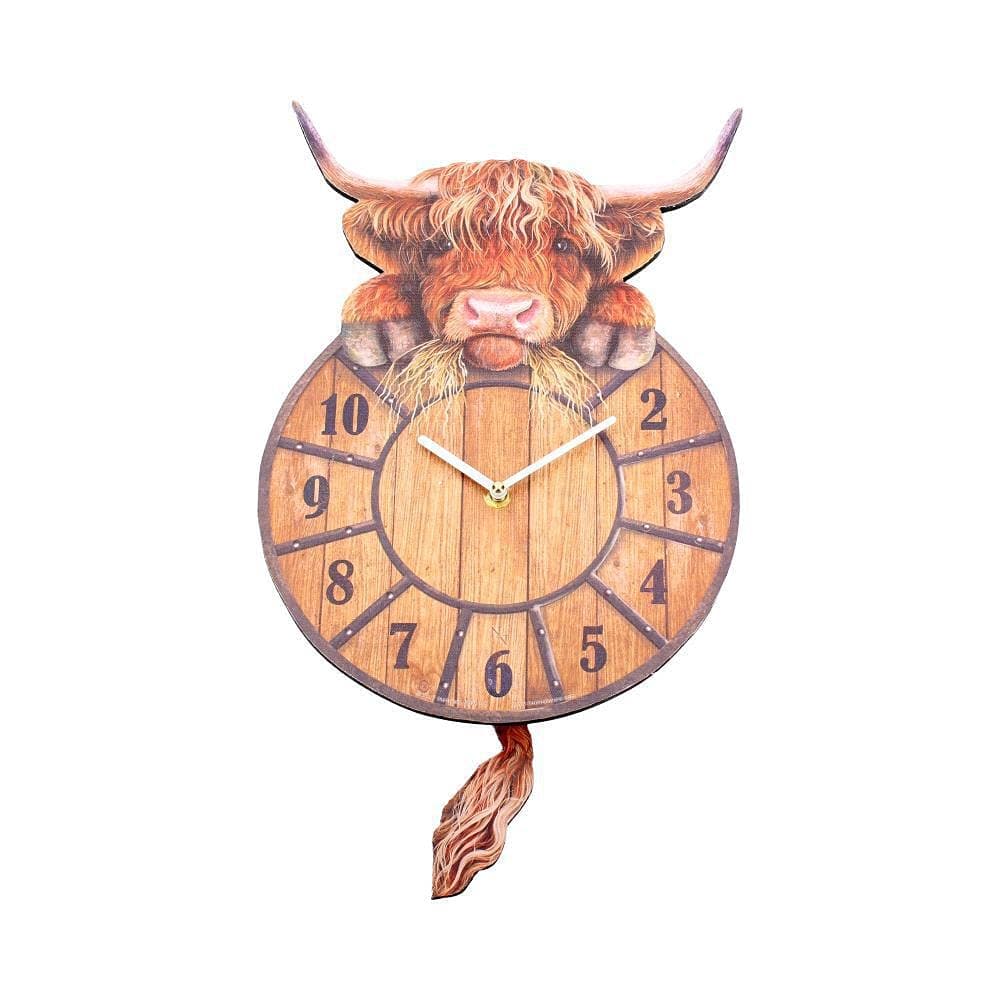 B3507J7 Highland Tickin' Clock 25cm Red, MDF