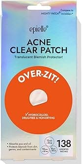 Epielle Over-Zit Acne Clear Patches 138 Count, Hydrocolloid Acne Pimple Patch for Covering Zits and Blemishes