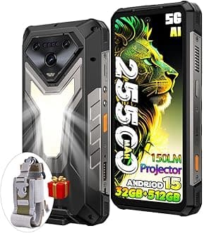 Armor 34 PRO AI Rugged Smartphone 5G with Projector,25500mAh(66W) 32GB+512GB/2TB Android 15,6.95" FHD+120Hz Sim-free Mobile Phones,50MP+64MP Night Vision,1100LM Camping Lights,WiFi 6E/NFC/OTG