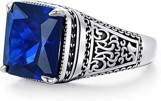 Sapphire Ring for Men S925 Sterling Silver Blue Sapphire Rings Mens Cool Handmade for Men’s Ring Luxury Jewelry Gift Wedding Engagement Band Size 4-16