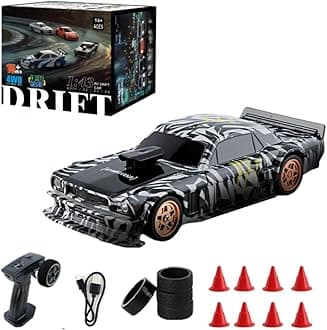 JoyfulHao Mini RC Drift Car with Gyro, 1/43 RC Electric Racing Car 4WD Remote Control Car with Lights, High Speed RC Vehicle for Adults - RTR Version