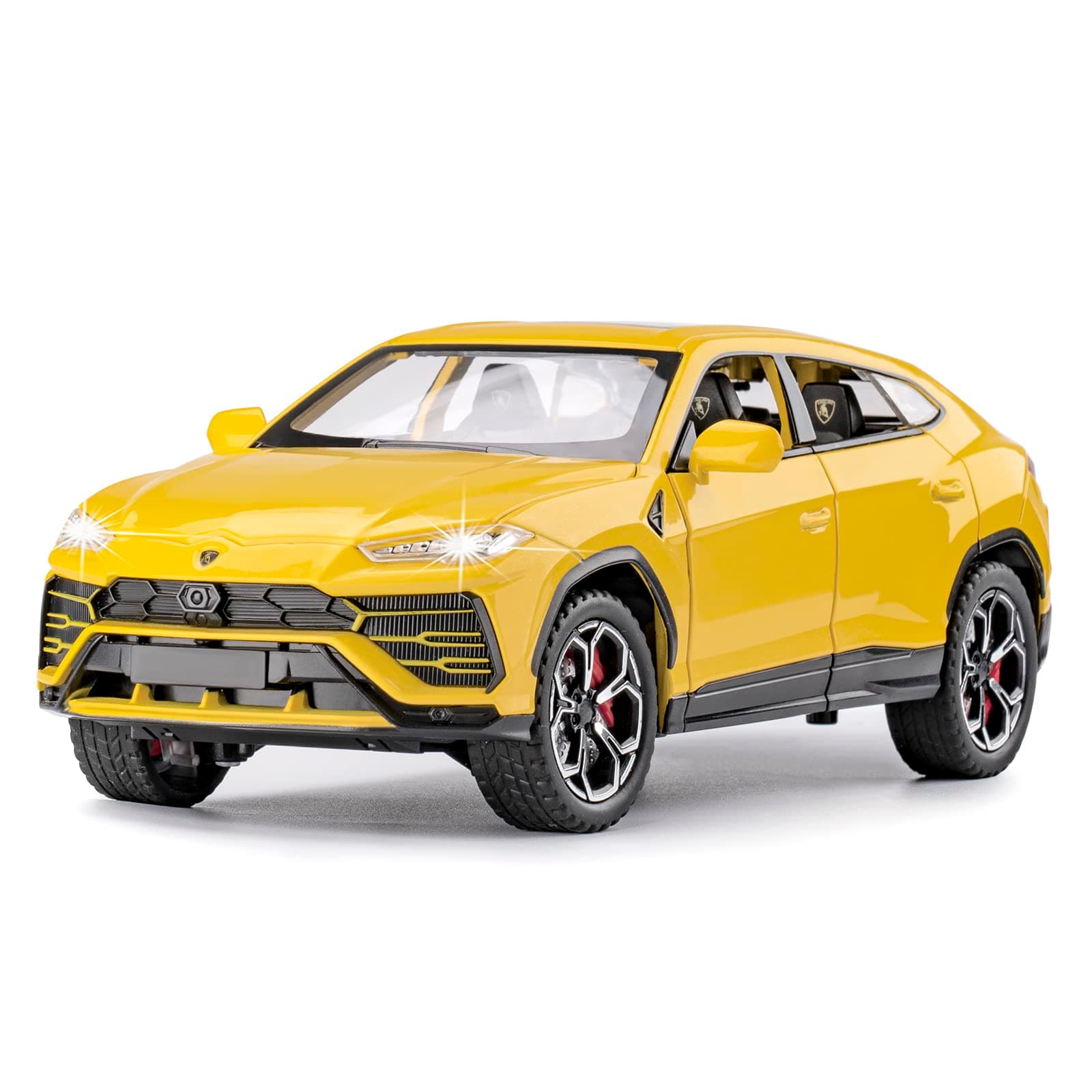 SASBSC Toy Car Boy 4-7 Years Old Lambo Urus Car Toy 3 4 5 6 7 8 Year Old Boys Off Road Metal Car Kids Diecast Model Car Birthday Gift with Lights and Sounds (Yellow, 1:24)