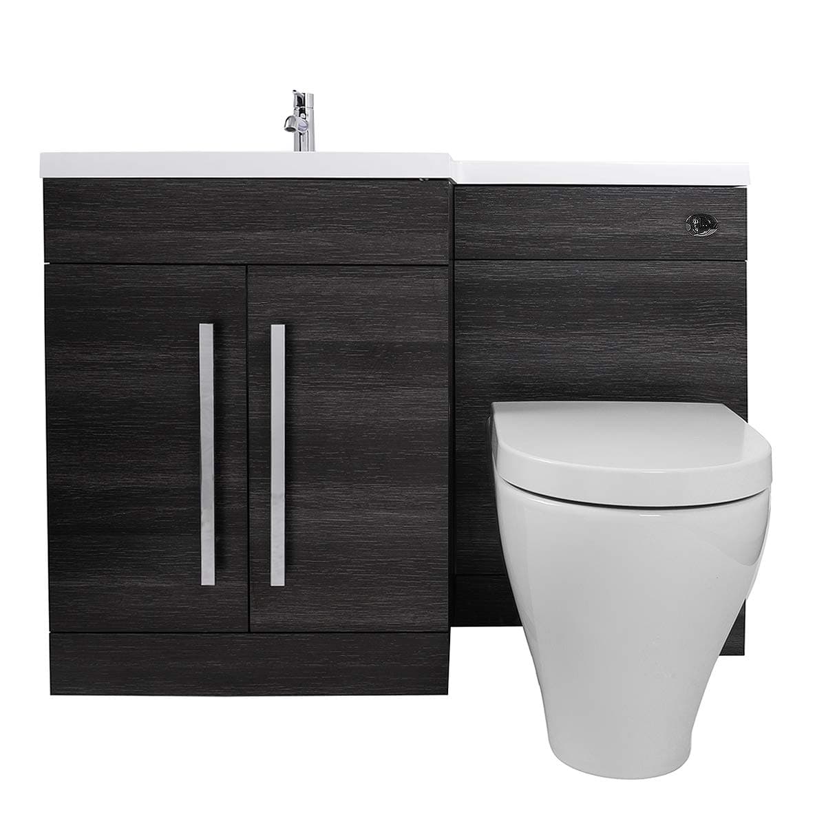 Aquariss Designer LH Grey Combi Bathroom Vanity Unit with Basin + Back To Wall Toilet
