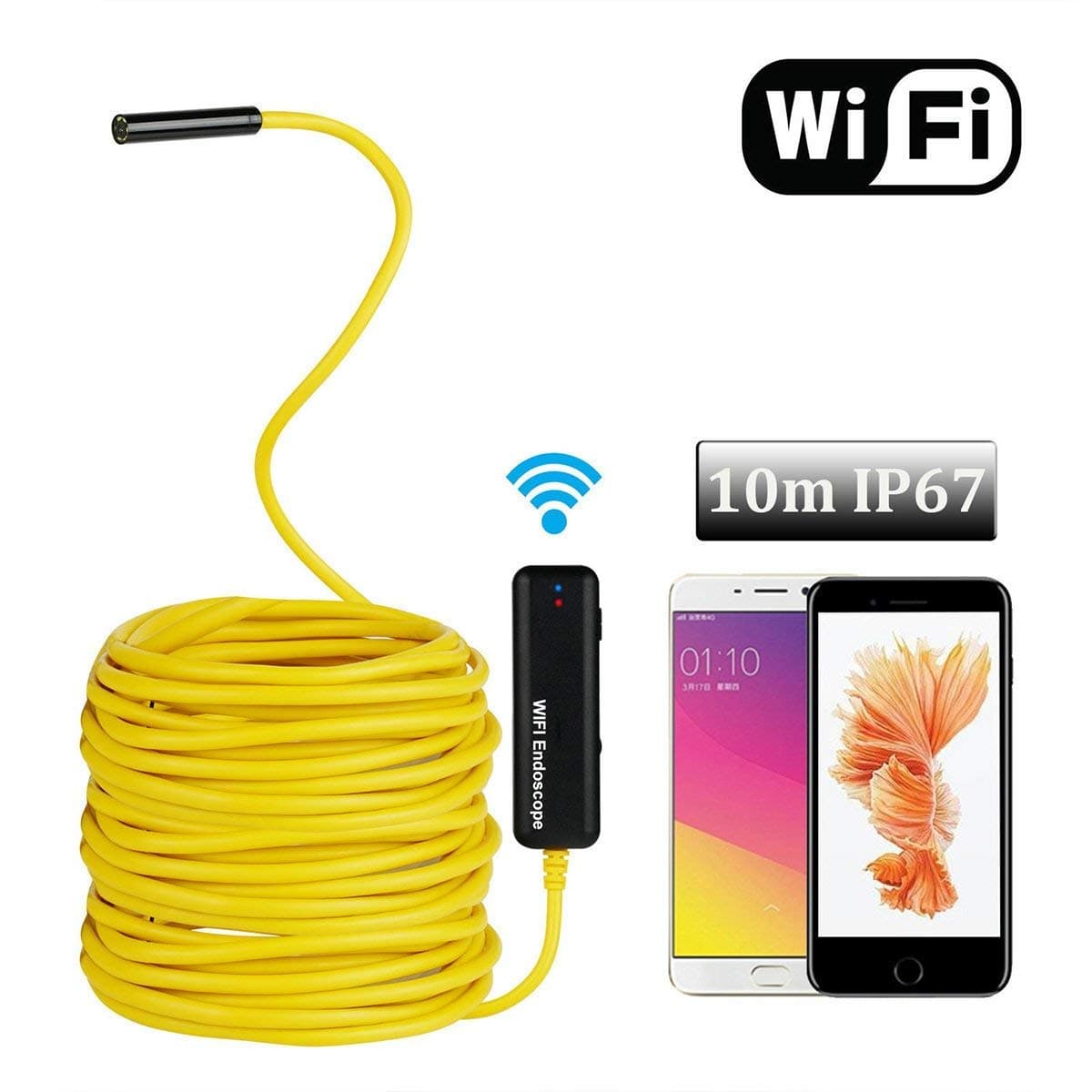 TR Turn Raise 10M Semi-Rigid Inspection Camera, 2.0 Megapixels USB Wireless Endoscope Cable for iPhones(Above IOS6)/Android/iPad