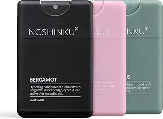 Noshinku - Refillable Hand Sanitizer Discovery 3-Pack, Travel Size Spray with Hydrating Botanical Oils, Natural Ingredients, All Natural Fragrances, Sugarcane Derived Alcohol, No Parabens, No Dyes