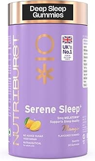 Serene Sleep 5MG Melatonin Gummies for Quality Deep Sleep, Fresh Wake Up | No Stress & Anxiety | Natural Non-Addictive, Non Habit Forming, No Added Sugar Sleep-Aid | Mango Flavor (60 Gummy)