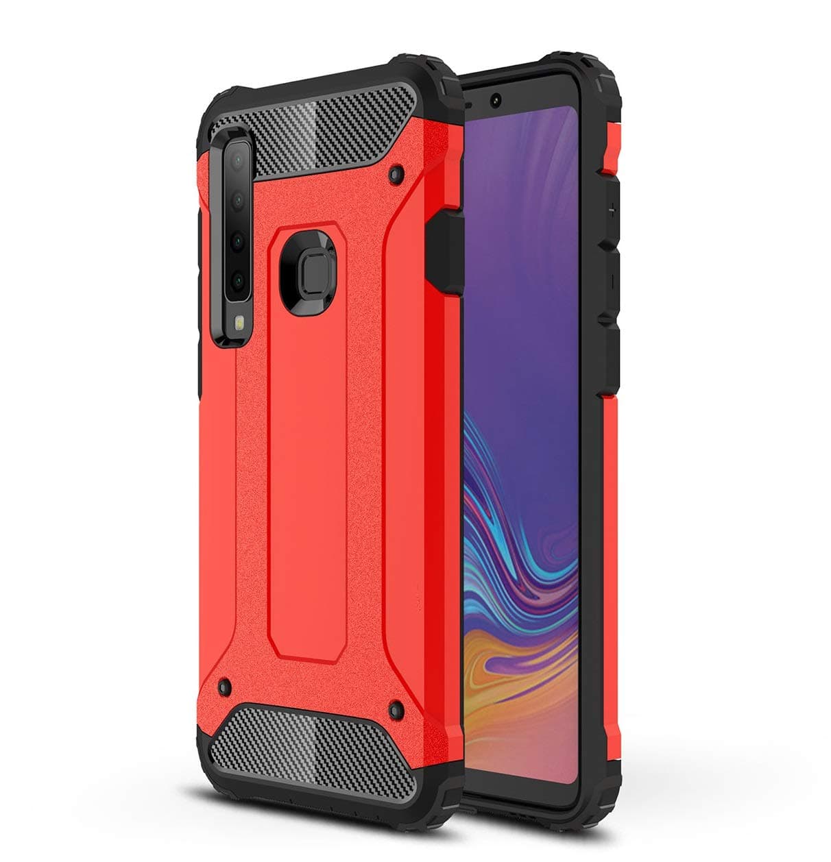 Samsung Galaxy A9 2018 Case,Galaxy A9 2018 Case, TPU & Hard PC Hybrid Cover Dual Layer Armor Grip Anti-Scratch Protective Case for Galaxy A9 2018 Smartphone (Red)