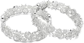 YouBella Jewellery Celebrity Inspired American Diamond Studded Bracelet Bangles for Girls and Women (Silver)