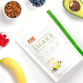 310 Nutrition Organic All-In-One Meal Replacement Shake Powder - Plant-Based Protein Smoothie Blend w/Fiber, Probiotics & Adaptogens - Low Carb, Vegan, Keto & Paleo - Vanilla - 14 Servings