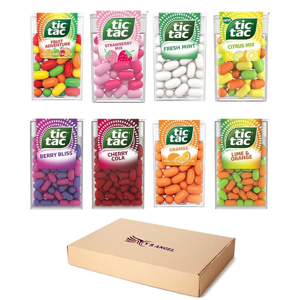 Tic Tac 8 Mint Sweets For Refreshment 8 Flavors (Fruit Adventure, Lime & Orange, Cherry Cola, Berry Bliss, Fresh Mint, Strawberry, Orange, Citrus) Sold By VR Angel