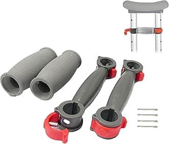 Crutch Hand Grips Kits, Elderly Solid Replacement Cushion Handles Cane Handgrips Adjustable Aluminum Crutch, 2 Pcs