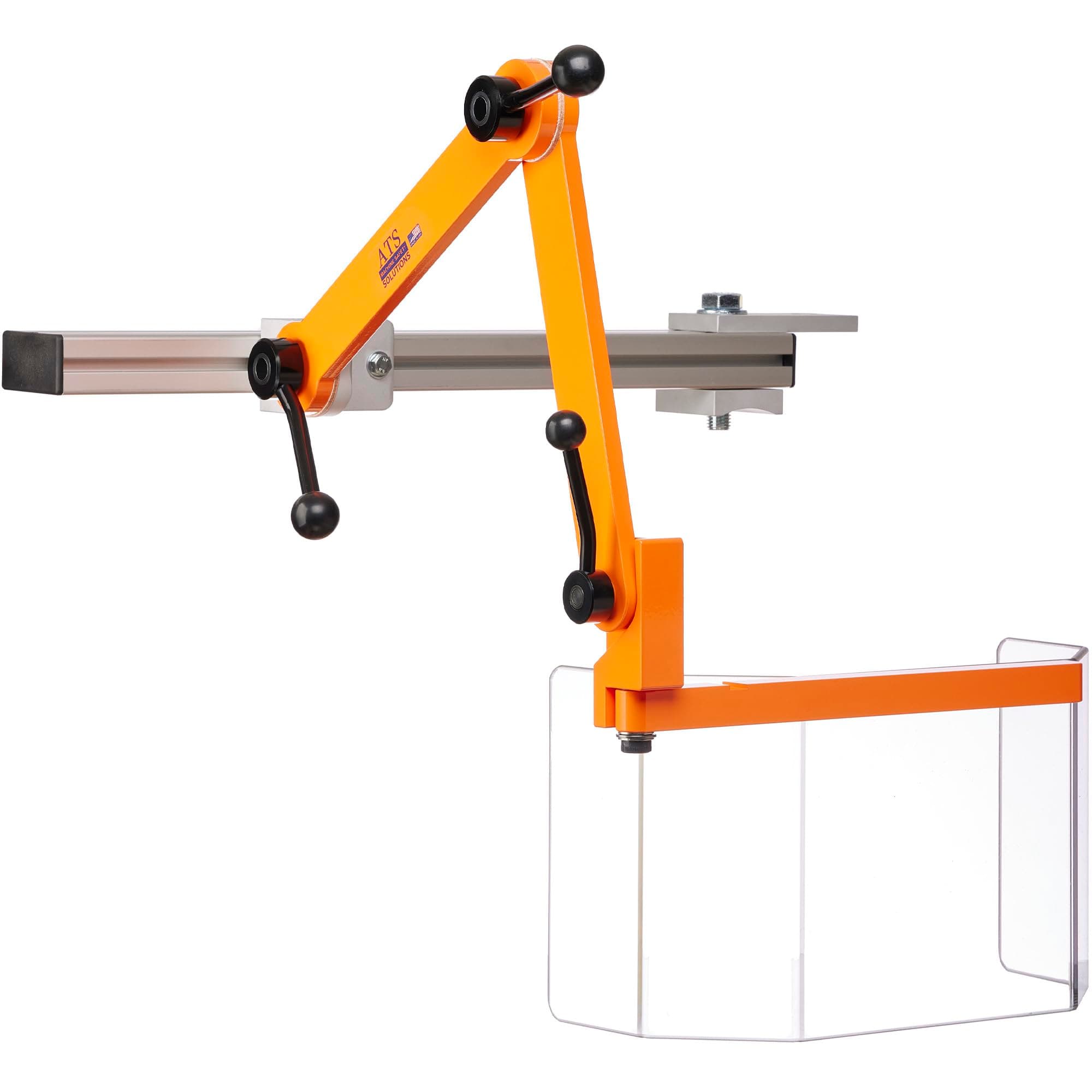 ATS MG- 3 Milling Machine Guard | OSHA Compliant Ram Mount Safety Shield for Bridgeport Mills | Articulating Arm & Lexan | Made in USA