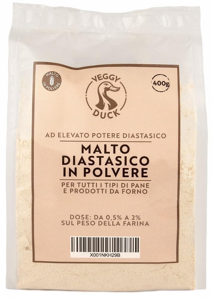 Veggy Duck - Diastatic Malt Powder (400g) | Barley Malt for Bread Making | High Diastatic Power | Made in Italy