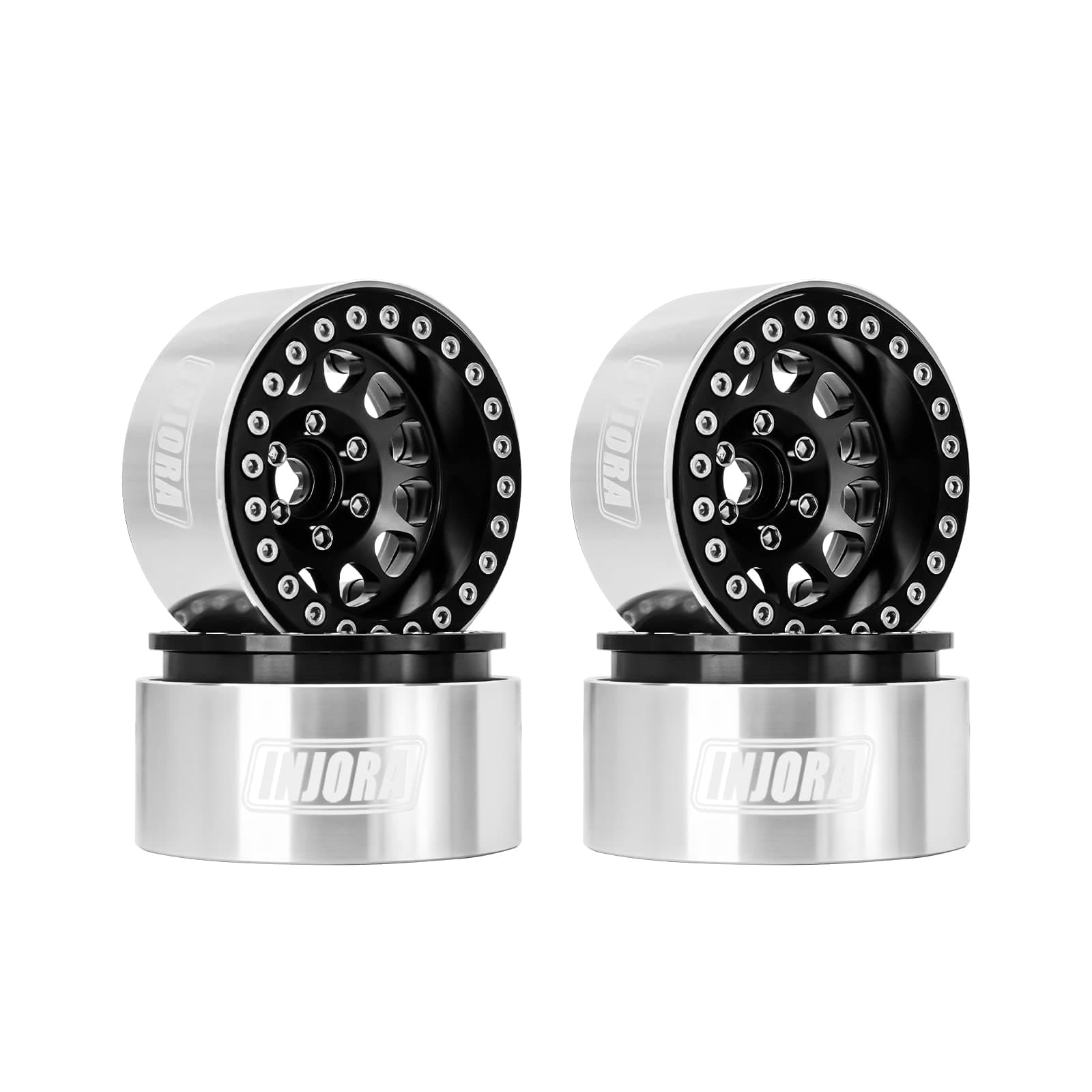 1.9 Beadlock Wheel Deep Dish Negative Offset 10.4mm Wheel Rim for 1/10 RC Crawler Auto Axial SCX10 90046 AXI03007 TRX4 VS4-10 Gen8 MST CFX(Black)