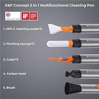 K&F Concept Lens Cleaning Pen Kit for APS-C Sensors, Multi-Function Cleaner Kit for Airpods Pro, Earbuds, Bluetooth Earphone Headphone Case, iPhone Charging Port, Earpods, Laptop