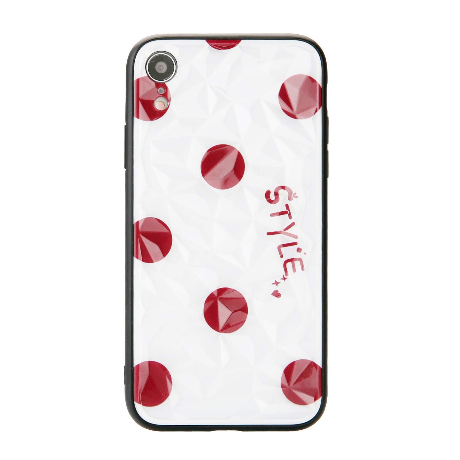 FUZVOL Designed for iPhone XR Case, Cute 3D Diamond Red Dot Pattern Slim Protective Cases for Women Girls, Hard PC Shell Phone Cover Compatible with iPhone XR 6.1inch