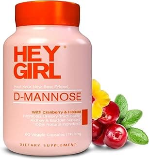 HEY GIRL NUTRITION D Mannose Capsules - Fast-Acting UTI Relief - Cleanse & Flush Impurities - with Natural D-Mannose Powder, Cranberry, Hibiscus & Dandelion - Alternative to Cranberry Pills for Women
