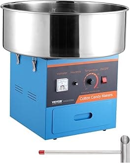 VEVOR Electric Cotton Candy Machine, 1000W Candy Floss Maker, Commercial Cotton Candy Machine with Stainless Steel Bowl, Sugar Scoop, and Drawer, Perfect for Home Kids Birthday, Family Party, Blue