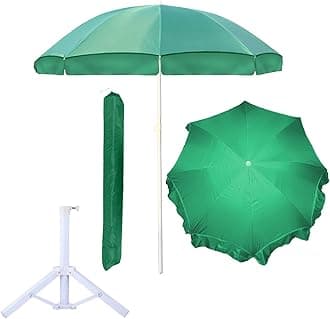 OUTO Outdoor Garden Umbrella with Stand Holder Big Size Waterproof Heavy Duty Cloth Balcony Shedding Cantilever Patio Canopy for Rain & Sunshade Protection (7ft Height/42in Rib Arm Length, Dark Green)