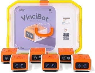 VinciBot Coding Robot Set Kids Ages 8-12, Includes 6pcs of VinciBot Coding Robot & Rich Learning Materials, Scratch Programming Robot, STEM Education Set for School Supplies Grade 2-7