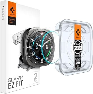Spigen Galaxy Watch Ultra Glass Film Compatible with 2025/2024 Models, Includes Installation Kit, 9H Tempered Glass Full Coverage, EZ Fit, 2-Pack AGL08349