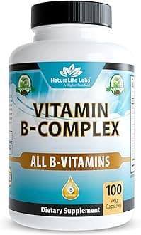Vitamin B-Complex with Vitamin C – Includes Active B2 (Riboflavin-5-Phosphate), B6 (Pyridoxal-5-Phosphate), B9 (5-MTHF) and B12 (Methylcobalamin); plus B1, B3, B5 and B7 – 100 Capsules