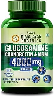 Vlado’s Himalayan Organics Glucosamine Chondroitin MSM Tablets | Cartilage & Joint Support Supplement | Glucosamine for Joint Relieves Pain and Stiffness I Pure Veg Formula- 90 Vegetarian Tablet