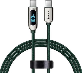 USB C 100W Cable LED Display USB Type C Cable For Xiaomi 10 Huawei Samsung 5A Fast Charging Charger USBC USB-C Data Cable Type-C Wire Cord (1M, C to C 100W, Green)