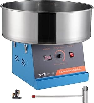 VEVOR 1000W Electric Cotton Candy Floss Machine, Commercial Cotton Candy Floss Machine with Stainless Steel Bowl and Sugar Spoon, Perfect for Home, Children's Birthday, Family Party (Blue)